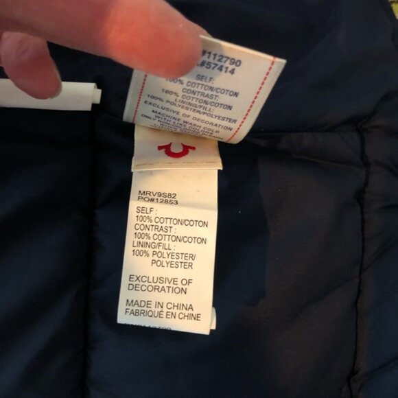 True Religion Men’s Navy Serape Corduroy Snap Button Puffer Vest - Picture 11 of 14